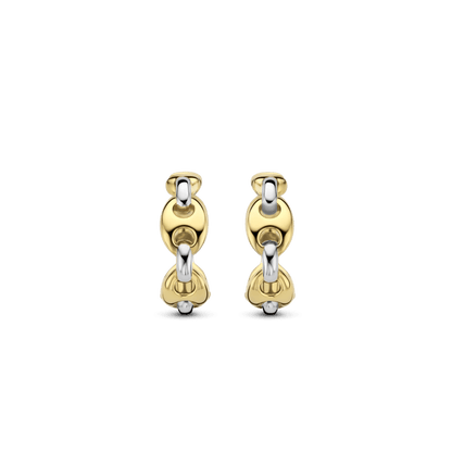 TI SENTO Sterling Silver & Gold Plated Coffee Bean Huggy Hoop Earrings
