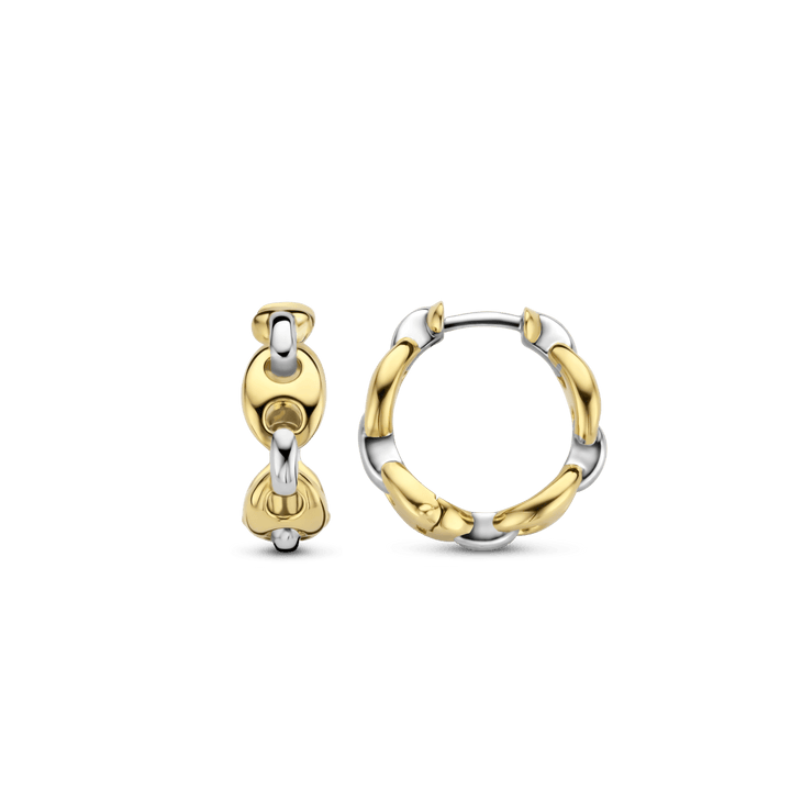 TI SENTO Sterling Silver & Gold Plated Coffee Bean Huggy Hoop Earrings