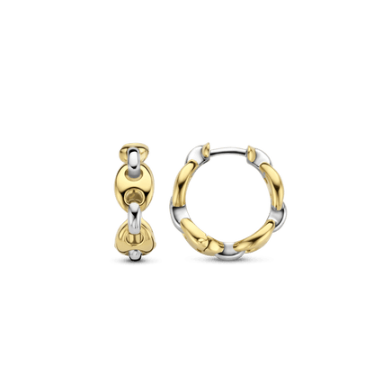 TI SENTO Sterling Silver & Gold Plated Coffee Bean Huggy Hoop Earrings