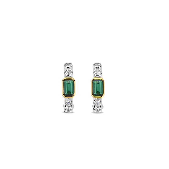 TI SENTO Sterling Silver & Gold Plated Cubic Zirconia Set Huggy Hoop Earrings