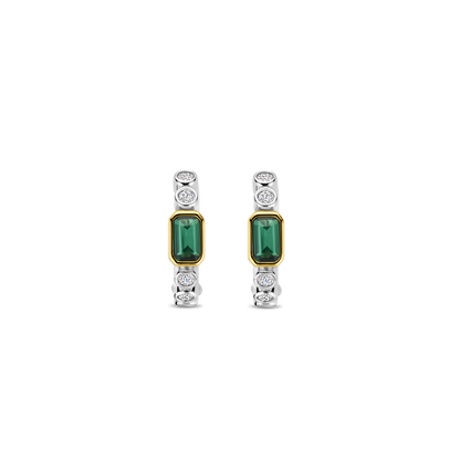 TI SENTO Sterling Silver & Gold Plated Cubic Zirconia Set Huggy Hoop Earrings