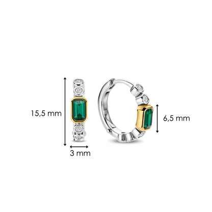 TI SENTO Sterling Silver & Gold Plated Cubic Zirconia Set Huggy Hoop Earrings