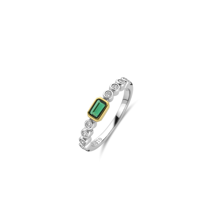 TI SENTO Sterling Silver & Gold Plated Cubic Zirconia Set Ring