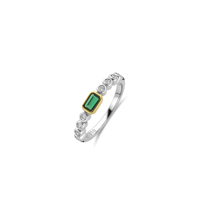 TI SENTO Sterling Silver & Gold Plated Cubic Zirconia Set Ring