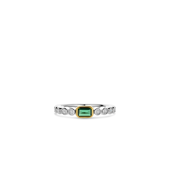 TI SENTO Sterling Silver & Gold Plated Cubic Zirconia Set Ring