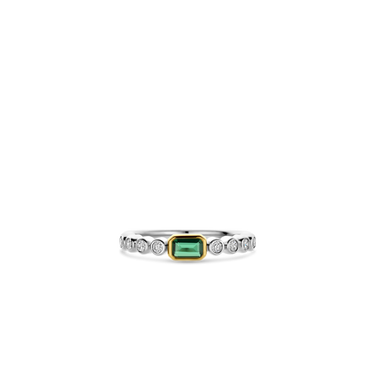 TI SENTO Sterling Silver & Gold Plated Cubic Zirconia Set Ring