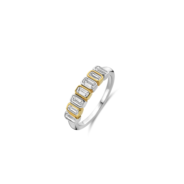 TI SENTO Sterling Silver & Gold Plated Cubic Zirconia Set Ring