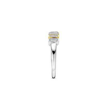 TI SENTO Sterling Silver & Gold Plated Cubic Zirconia Set Ring