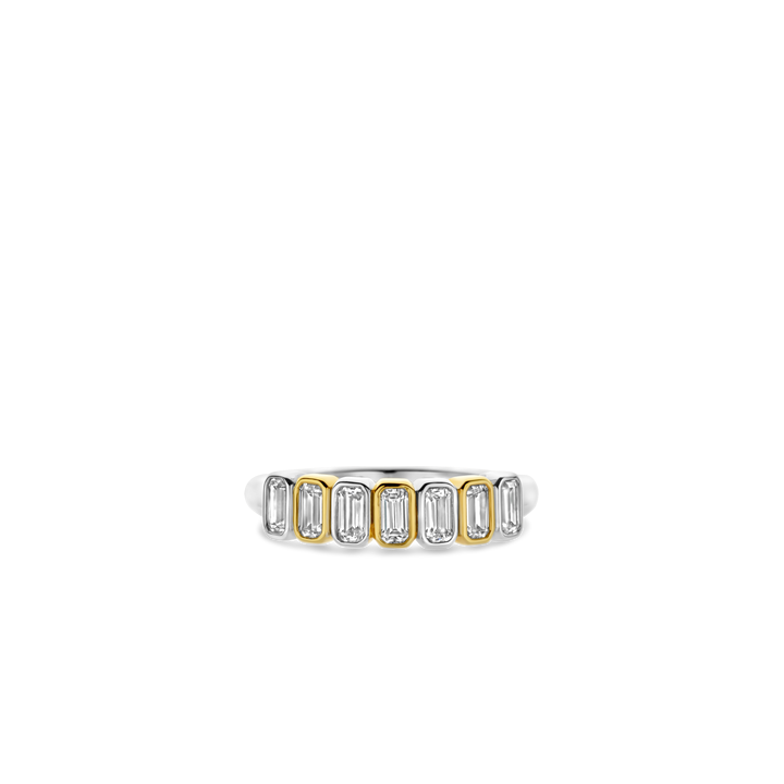 TI SENTO Sterling Silver & Gold Plated Cubic Zirconia Set Ring