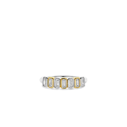 TI SENTO Sterling Silver & Gold Plated Cubic Zirconia Set Ring