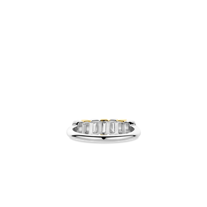 TI SENTO Sterling Silver & Gold Plated Cubic Zirconia Set Ring