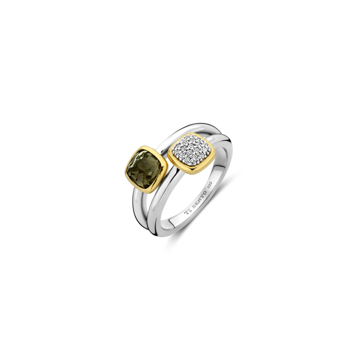 TI SENTO Sterling Silver & Gold Plated Cubic Zirconia Set Ring