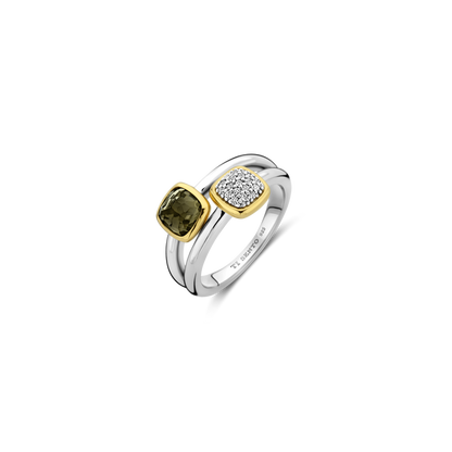 TI SENTO Sterling Silver & Gold Plated Cubic Zirconia Set Ring