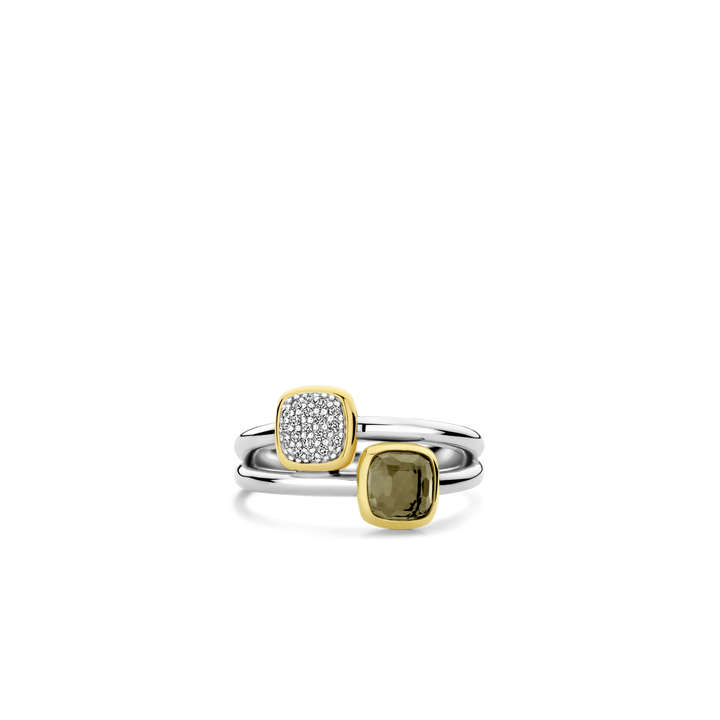 TI SENTO Sterling Silver & Gold Plated Cubic Zirconia Set Ring
