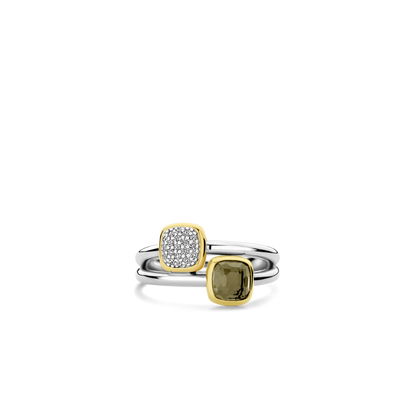 TI SENTO Sterling Silver & Gold Plated Cubic Zirconia Set Ring