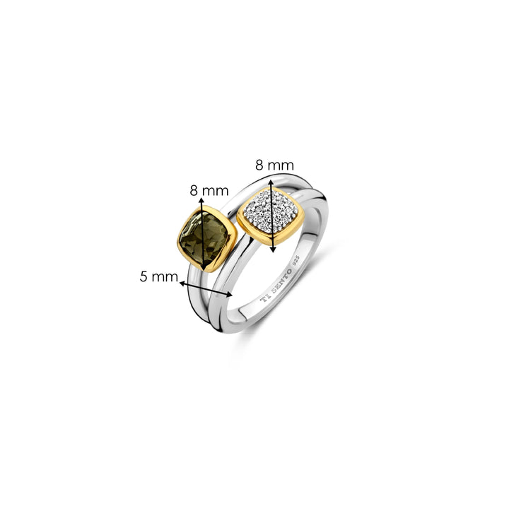 TI SENTO Sterling Silver & Gold Plated Cubic Zirconia Set Ring
