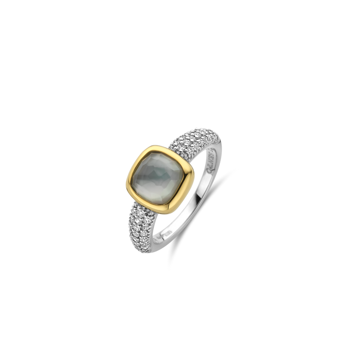 TI SENTO Sterling Silver & Gold Plated Cubic Zirconia Set Ring