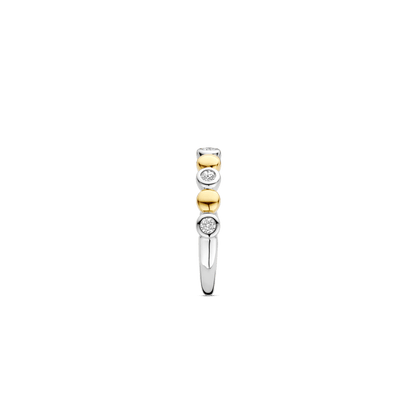 TI SENTO Sterling Silver & Gold Plated Cubic Zirconia Set Ring