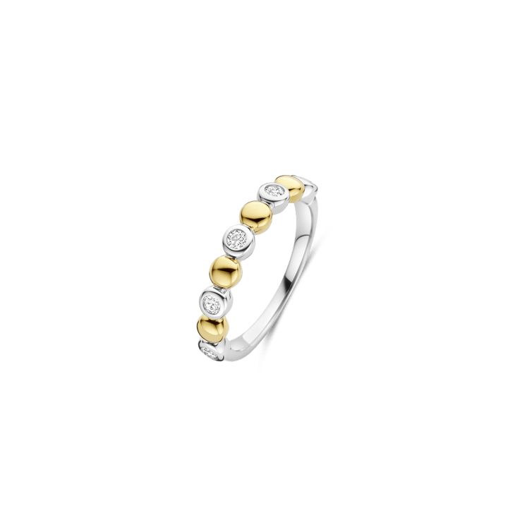 TI SENTO Sterling Silver & Gold Plated Cubic Zirconia Set Ring