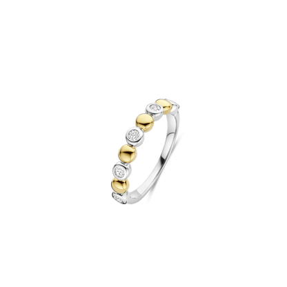 TI SENTO Sterling Silver & Gold Plated Cubic Zirconia Set Ring