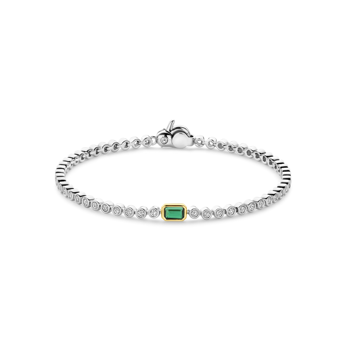 TI SENTO Sterling Silver & Gold Plated Cubic Zirconia Set Tennis Bracelet