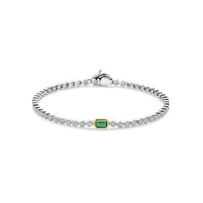 TI SENTO Sterling Silver & Gold Plated Cubic Zirconia Set Tennis Bracelet