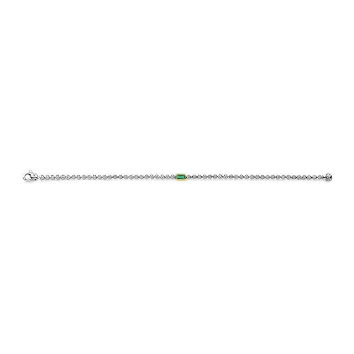 TI SENTO Sterling Silver & Gold Plated Cubic Zirconia Set Tennis Bracelet