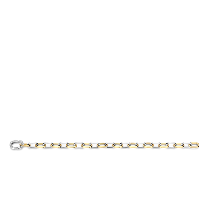TI SENTO Sterling Silver & Gold Plated Two Tone Cubic Zirconia Set Bracelet