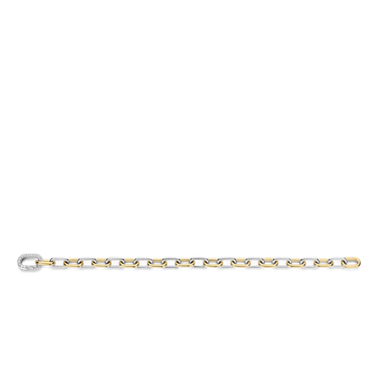 TI SENTO Sterling Silver & Gold Plated Two Tone Cubic Zirconia Set Bracelet
