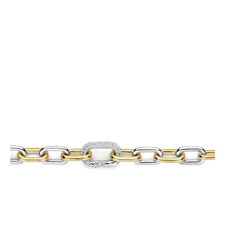TI SENTO Sterling Silver & Gold Plated Two Tone Cubic Zirconia Set Bracelet