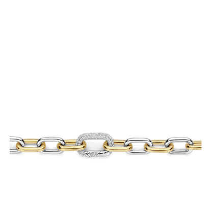 TI SENTO Sterling Silver & Gold Plated Two Tone Cubic Zirconia Set Bracelet