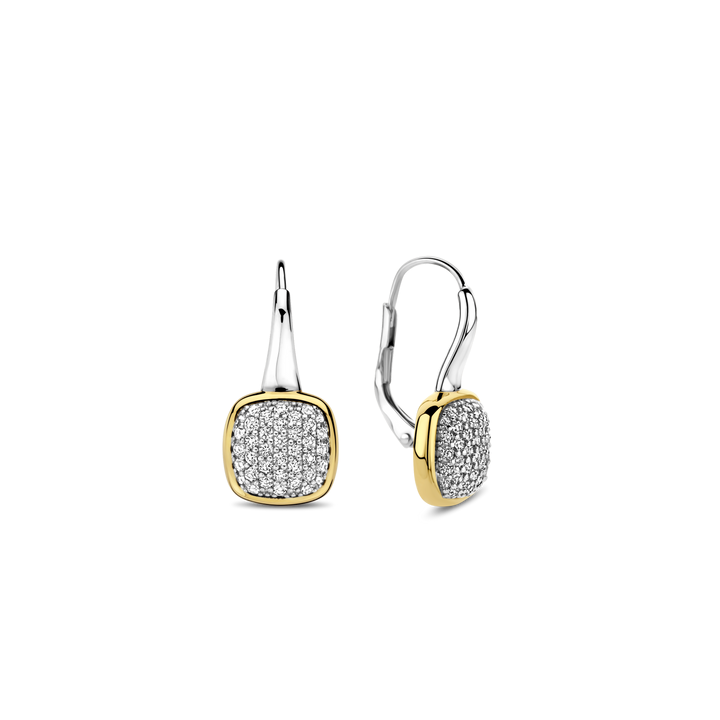 TI SENTO Sterling Silver & Gold Plated Two Tone Cubic Zirconia Set Drop Earrings