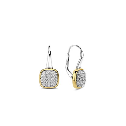 TI SENTO Sterling Silver & Gold Plated Two Tone Cubic Zirconia Set Drop Earrings