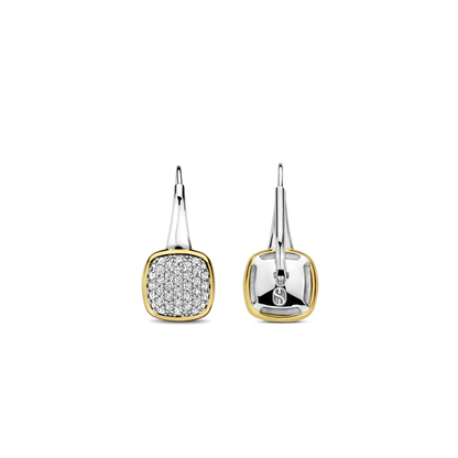 TI SENTO Sterling Silver & Gold Plated Two Tone Cubic Zirconia Set Drop Earrings
