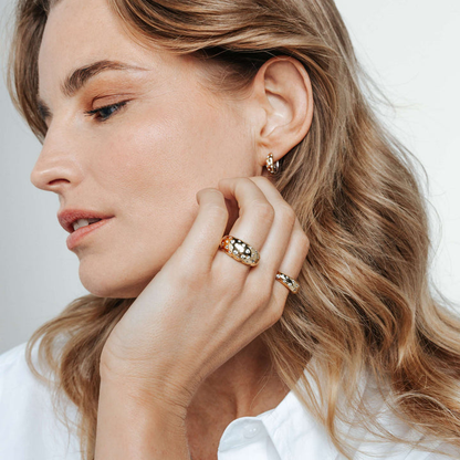 TI SENTO Sterling Silver & Gold Plated Two Tone Cubic Zirconia Set Huggy Hoop Earrings