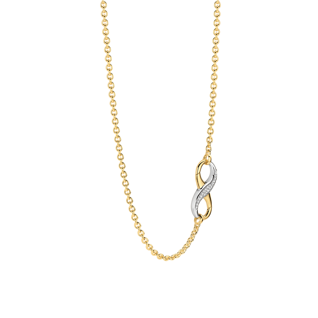 TI SENTO Sterling Silver & Gold Plated Two Tone Cubic Zirconia Set Infinity Necklace