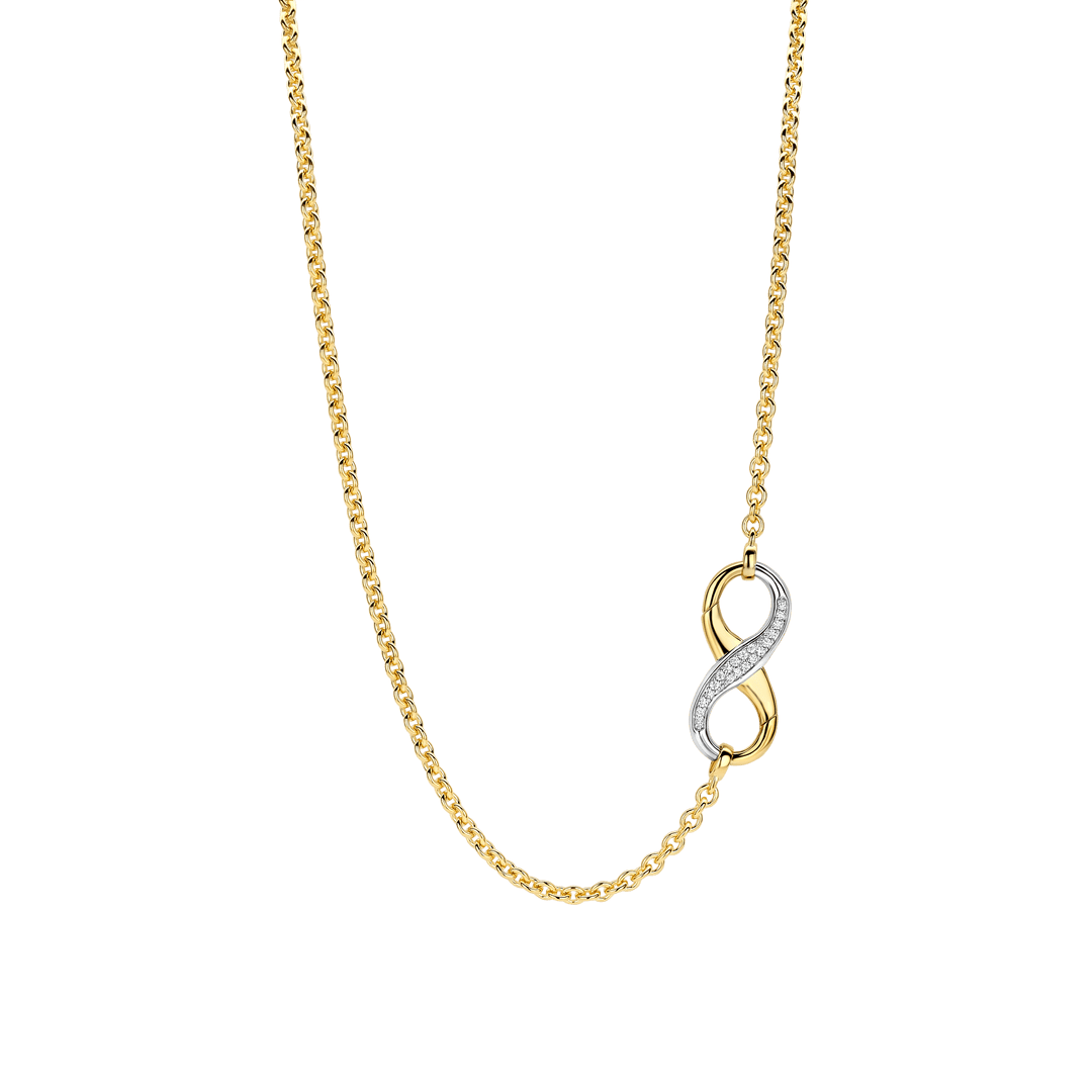 TI SENTO Sterling Silver & Gold Plated Two Tone Cubic Zirconia Set Infinity Necklace