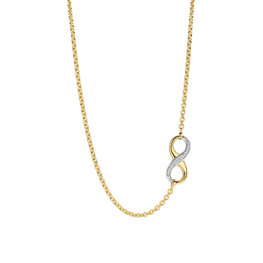 TI SENTO Sterling Silver & Gold Plated Two Tone Cubic Zirconia Set Infinity Necklace