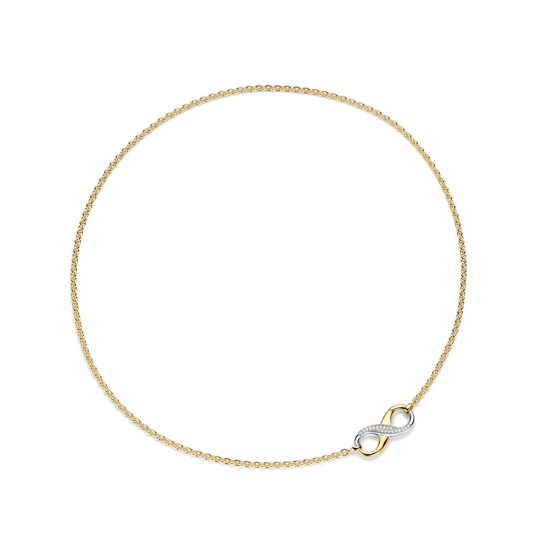 TI SENTO Sterling Silver & Gold Plated Two Tone Cubic Zirconia Set Infinity Necklace