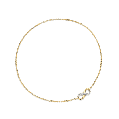 TI SENTO Sterling Silver & Gold Plated Two Tone Cubic Zirconia Set Infinity Necklace