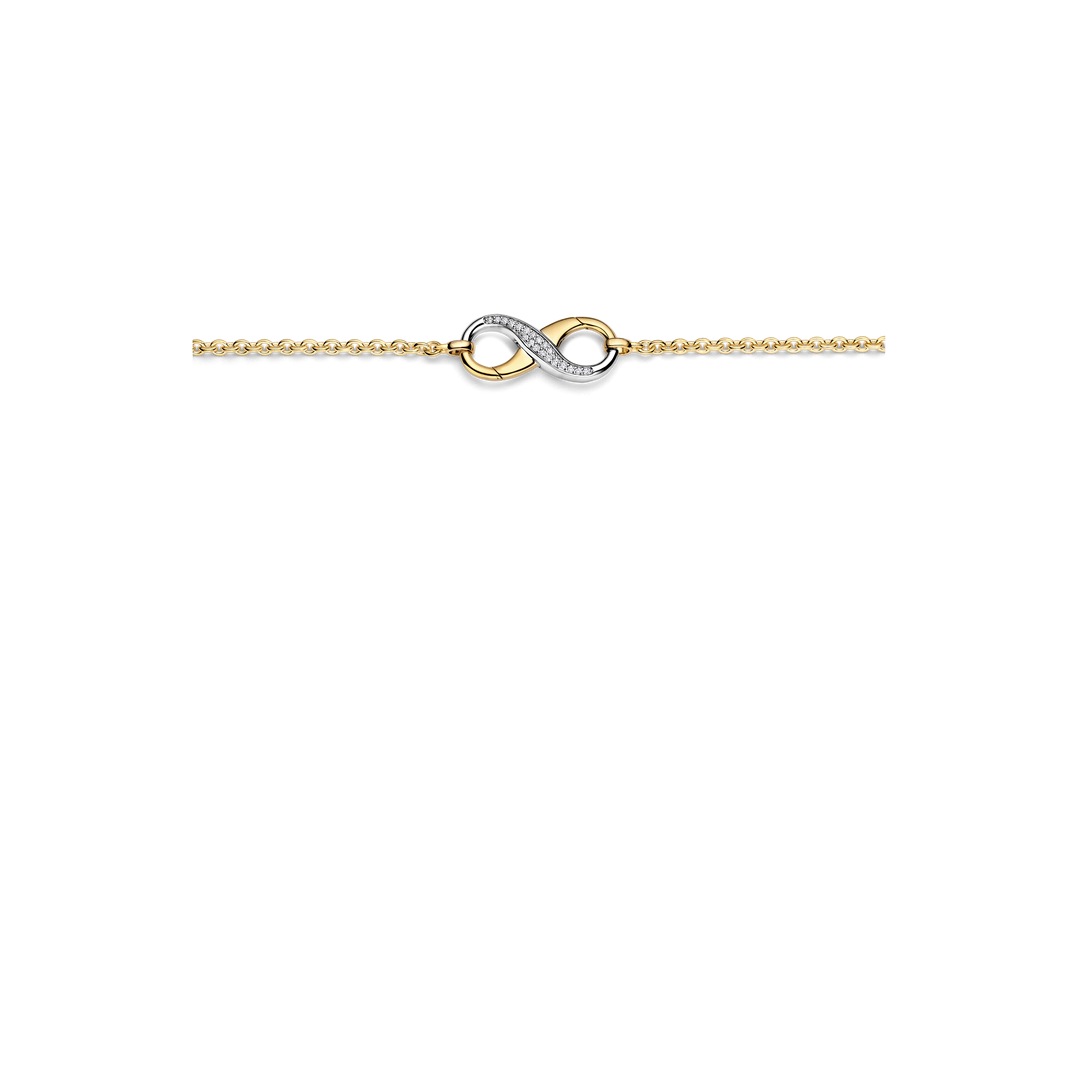 TI SENTO Sterling Silver & Gold Plated Two Tone Cubic Zirconia Set Infinity Necklace