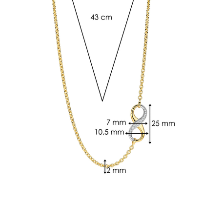 TI SENTO Sterling Silver & Gold Plated Two Tone Cubic Zirconia Set Infinity Necklace