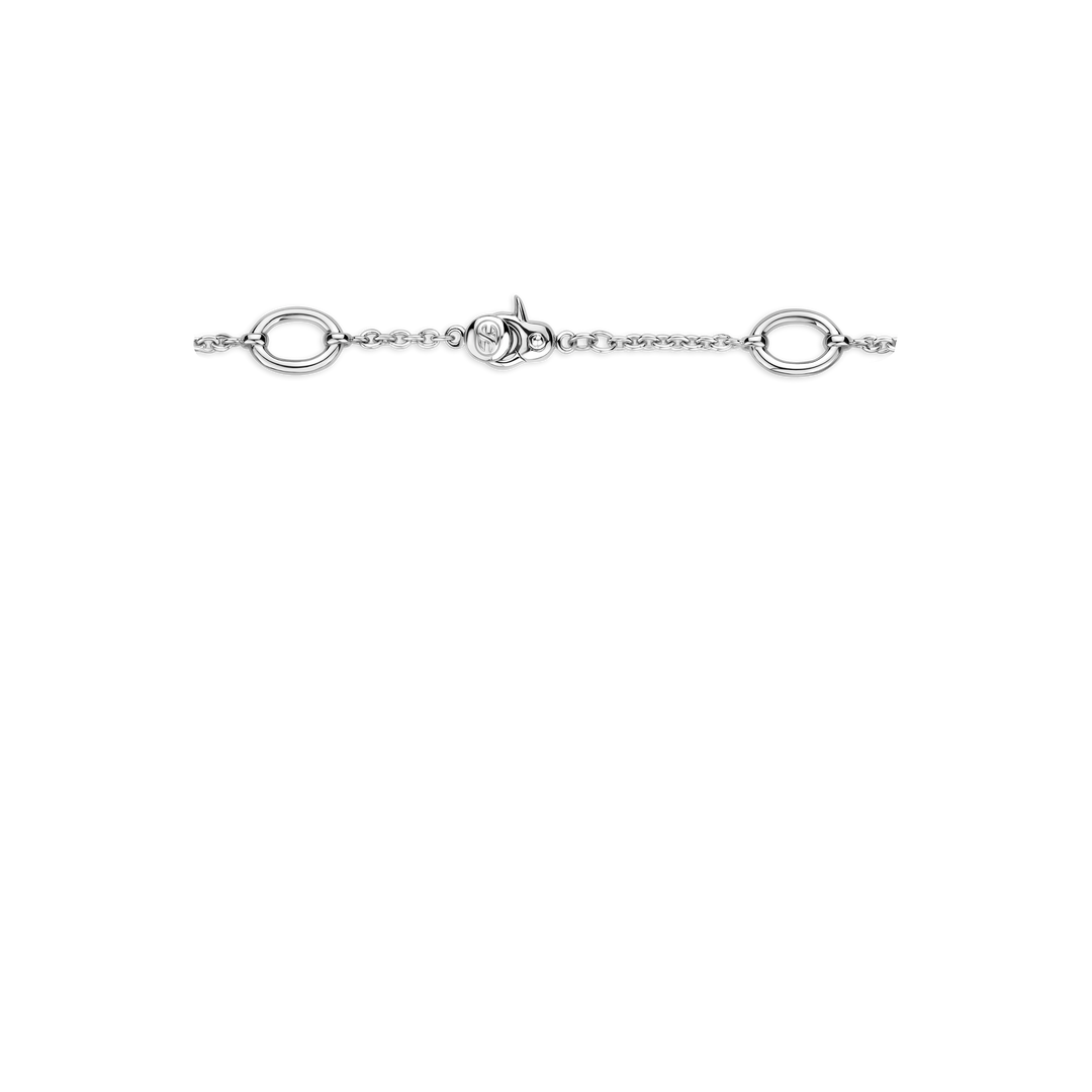 TI SENTO Sterling Silver & Gold Plated Two Tone Cubic Zirconia Set Oval Link Bracelet