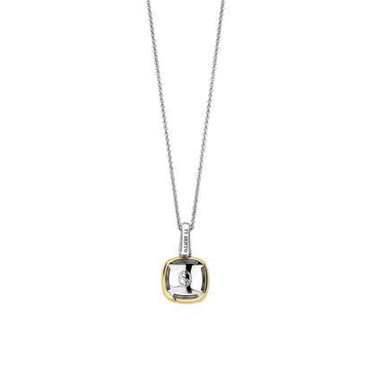 TI SENTO Sterling Silver & Gold Plated Two Tone Cubic Zirconia Set Pendant Necklace