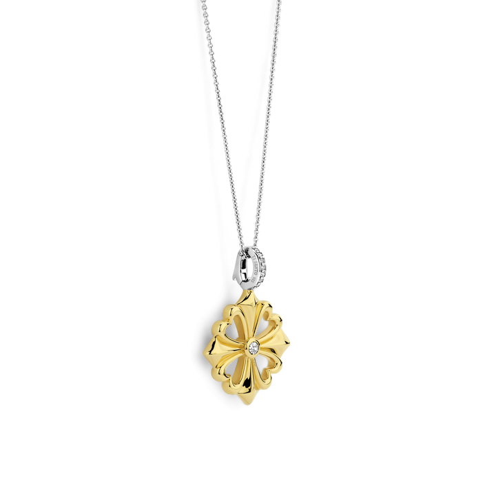 TI SENTO Sterling Silver & Gold Plated Two Tone Cubic Zirconia Set Pendant Necklace