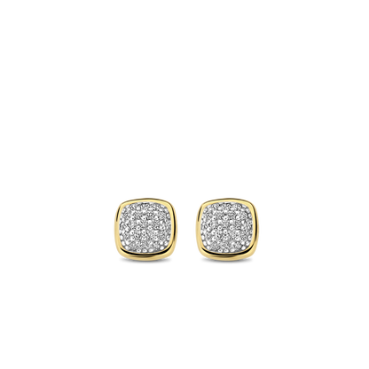 TI SENTO Sterling Silver & Gold Plated Two Tone Cubic Zirconia Set Stud Earrings