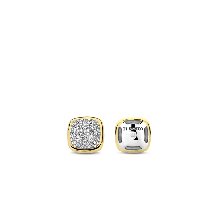 TI SENTO Sterling Silver & Gold Plated Two Tone Cubic Zirconia Set Stud Earrings