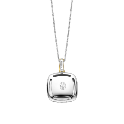 TI SENTO Sterling Silver & Gold Plated Two Tone Grey Crystal & Cubic Zirconia Set Pendant Necklace