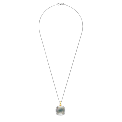 TI SENTO Sterling Silver & Gold Plated Two Tone Grey Crystal & Cubic Zirconia Set Pendant Necklace