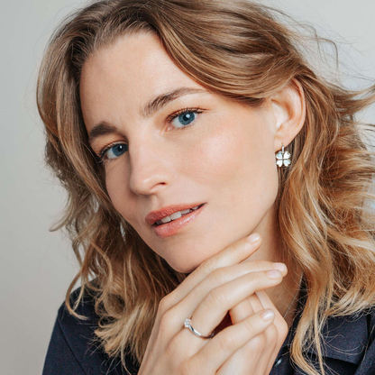 TI SENTO Sterling Silver & Gold Plated Two Tone Mother of Pearl & Cubic Zirconia Set Four Leaf Clover Drop Earrings